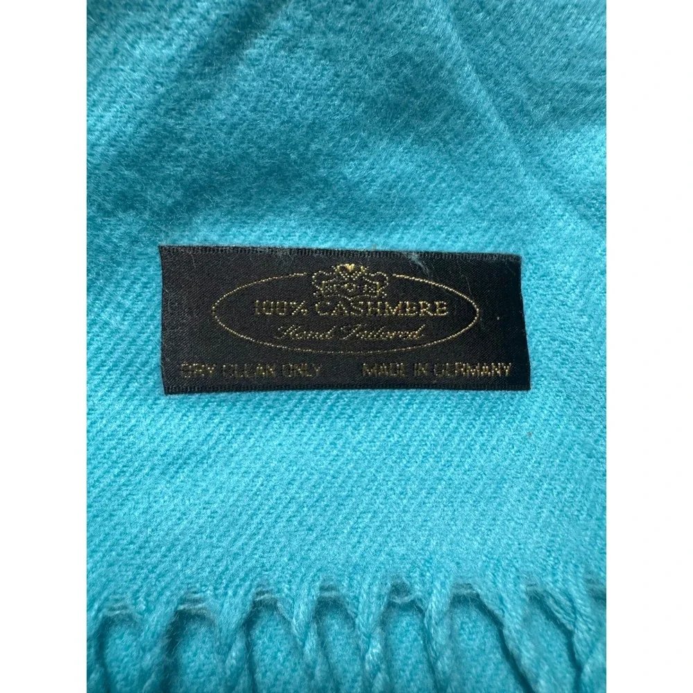 2pc 100% Cashmere Scarf Set Navy Blue & Turquoise Made in Germany Hand Tailored